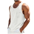 thumbnail image 2 of Plus Size Big & Tall, Men's Sleeveless Tank Top Cotton Casual Tee, Muscle Fit Vest With Button Pockets, Crewneck Pullover, Breathable Summer Beach Workout | TOPLIU,White 3XL, 2 of 7