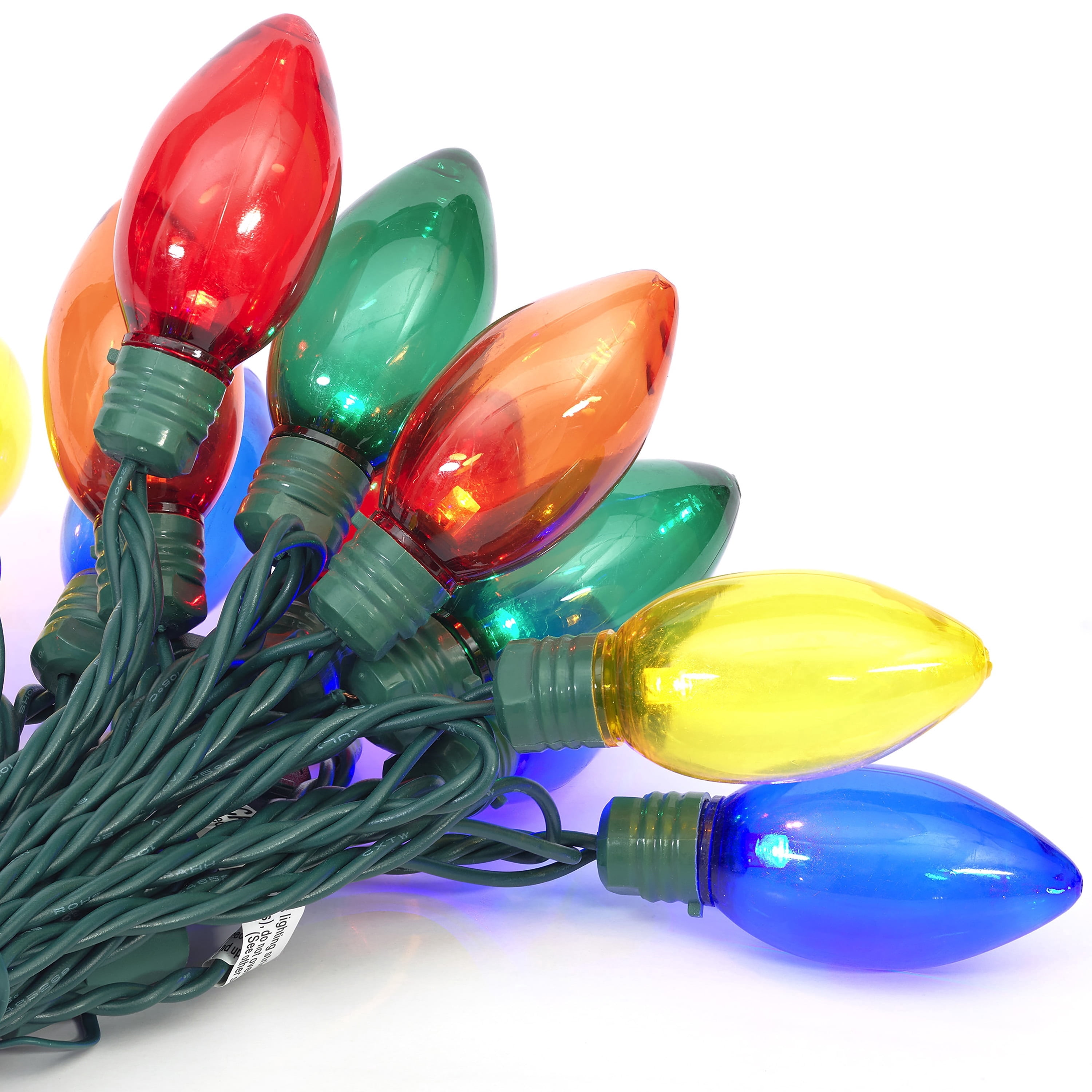 Indoor/Outdoor 100-Count LED Smooth C9 Christmas String Lights, Multicolor, Green Wire, 57', by Holiday Time