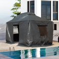 thumbnail image 1 of Domi Outdoor Living 12' x 16' Winter Gazebo Cover with Sidewalls & Mesh Windows, Waterproof Double Roof Enclosure, Black, 1 of 7