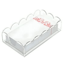 LAMIRO Acrylic Napkin Holder Bathroom Scalloped Tray Clear Guest Towel Holder for Desk Decor