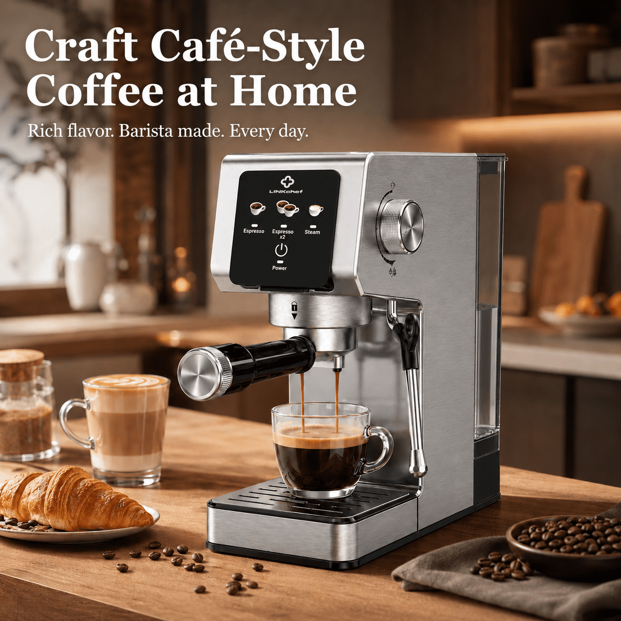 LINKChef Espresso Machine 20 Bar, Professional Espresso Maker with