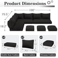 thumbnail image 6 of YODOLLA Outdoor Cushions, 4 inch Patio Cushions for Outdoor Furniture, Replacement Cushions Fits 7-Seats Sectional Rattan Conversation Set, Splashproof, Memory Foam Cushions and Covers (Black), 6 of 8