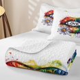 thumbnail image 4 of Manfei Cartoon Rainbow Twin Quilt Set, Rustic Groovy Daisy Twin Coverlet Set, White Blue, 2pcs, 1 Bedspread and 1 Pillowcase, 4 of 7