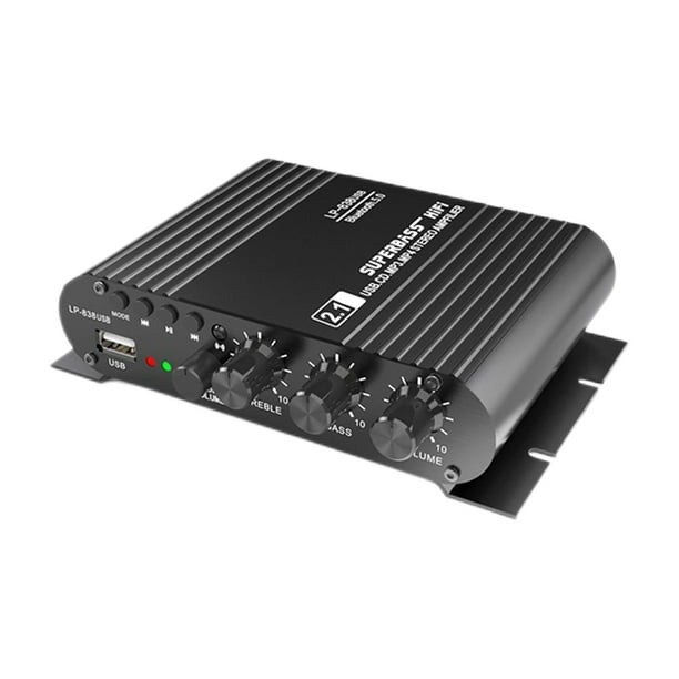 Amplificador de potencia de audio,Reproductor de graves estéreo con subwoofer digital de 12 V,Cable de audioAmplificador de potencia para coche MINI Hi Fi,3CH Super Bass Support USB Lossless