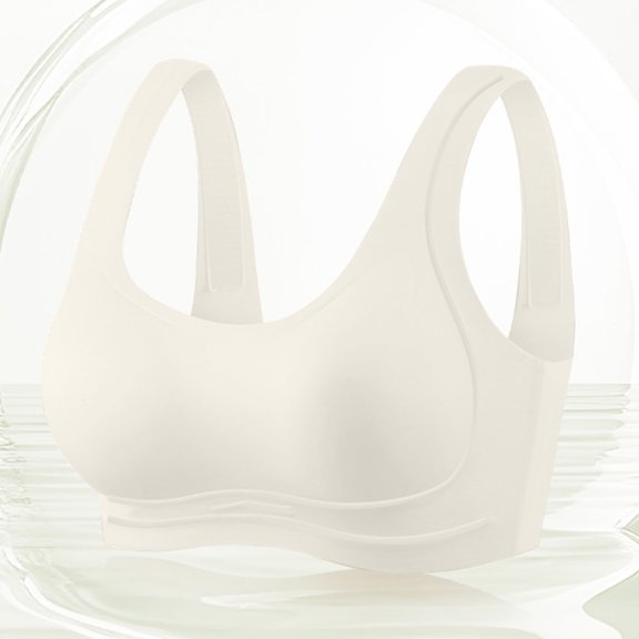Womens Bras Comfortable Front Closure Seamless Bras for Women Soft Wireless Support Bra Comfortable No Underwire Full Cover Pull on Push up Underwear Bralette White L