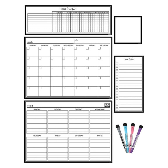 Teacher Created Resources Black & White Dry-Erase Magnetic Calendar Set