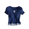 thumbnail image 2 of Pijama de manga corta para mujer, de verano, ligero y transpirable, con almohadillas para el pecho y camisetas de manga corta. Pijama de poliéster para mujer., 2 of 3