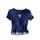 thumbnail image 2 of Pijama de manga corta para mujer, de verano, ligero y transpirable, con almohadillas para el pecho y camisetas de manga corta. Pijama de poliéster para mujer., 2 of 3