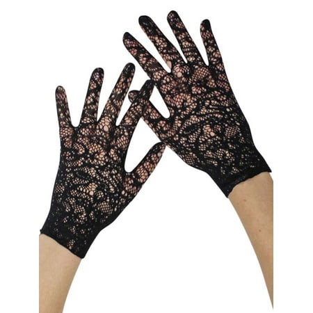 - Black Vintage Lace Fancy Wedding Wrist Gloves