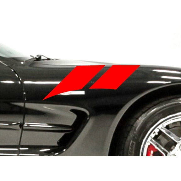 Clausen's World 4" Fender Double Hash Bar vinyl Racing Stripes Decal - Compatible with Chevrolet Corvette C5