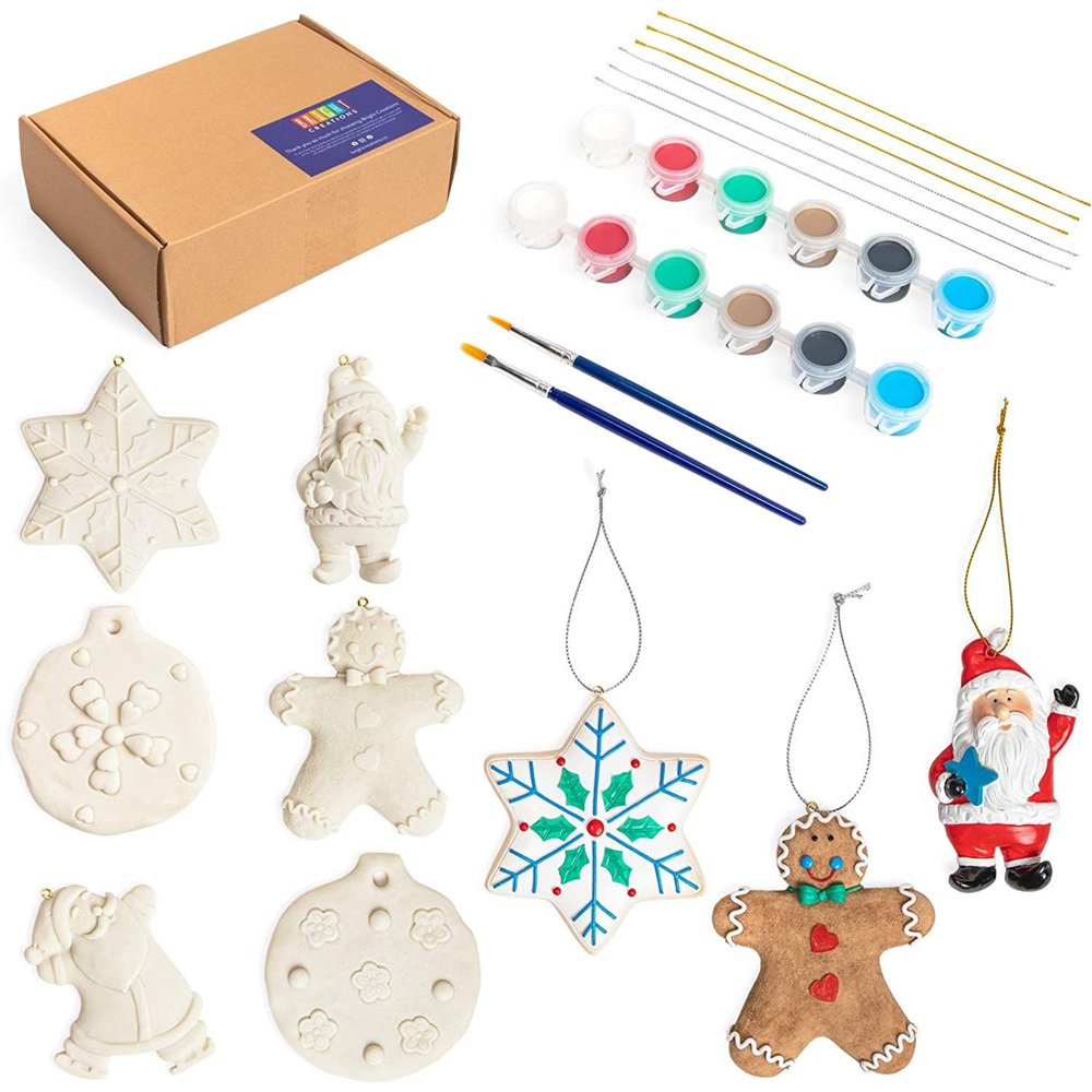 6 DIY Chritmas Tree Hanging Ornaments with 6 Colors & Tools Kit for