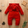 thumbnail image 5 of Mikilon Toddler Kids Boys Girls Cute Cartoon Rabbit Ears Solid Color Cotton Romper Pajama Onesie for Baby Girls 9-12 Months Red on Sale, 5 of 7