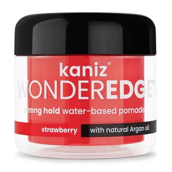 Kaniz Wonder Edge Strong Hold Water Based Pomade with Argan Oil, Strawberry, 4 Oz