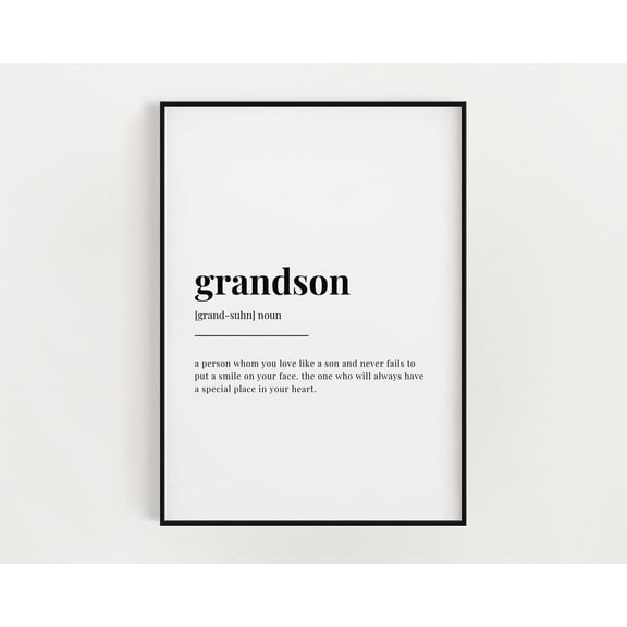 Grandson Definition Meaning, Wall Art, Grandson Gift, Print, Grandson Definition Print, Home Decor #3377, Unframed Poster Size 8x12
