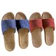 thumbnail image 3 of Xiao Hua Pantuflas de tatami de lino antideslizantes para interiores, sandalias con punta abierta (talla 40-41, azul), 3 of 5