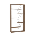 thumbnail image 2 of Modern Wood Frame Etagere Bookcase, 6 Shelves, Walnut/Chrome, 2 of 8