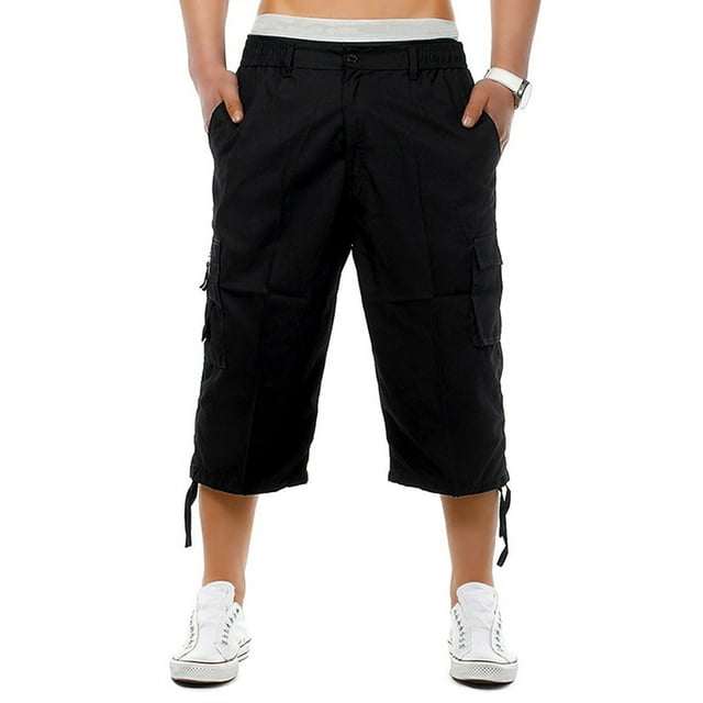 xiaxaixu Men's Cargo Shorts Solid Color Relaxed Fit Shorts Outdoor Multi-Pocket Work Casual Shorts