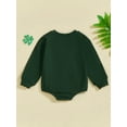 thumbnail image 4 of Suealasg Baby Boys Irish Day Romper Letter Clover Print Long Sleeve Crew Neck Bodysuit Newborn Spring Playsuit Clothes, 4 of 7