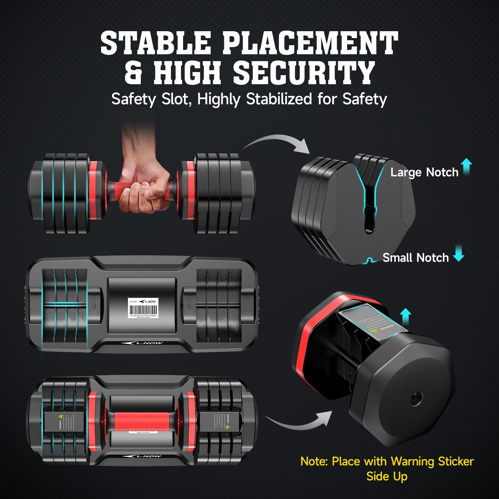 LNOW 25lbs (1 Pair) Quick Select Adjustable Dumbbells for Homm 5 in 1 Free Weights 5/10/15/20/25lb/50lb Dumbbell with Anti-Slip HanSuitable for Home Gym Exercise Equipment