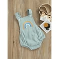 thumbnail image 4 of Chollius Toddler Baby Girls Summer Romper Rainbow Embroidered Sleeveless Backless Jumpsuit Buttons Decor Casual Bodysuit, 4 of 9