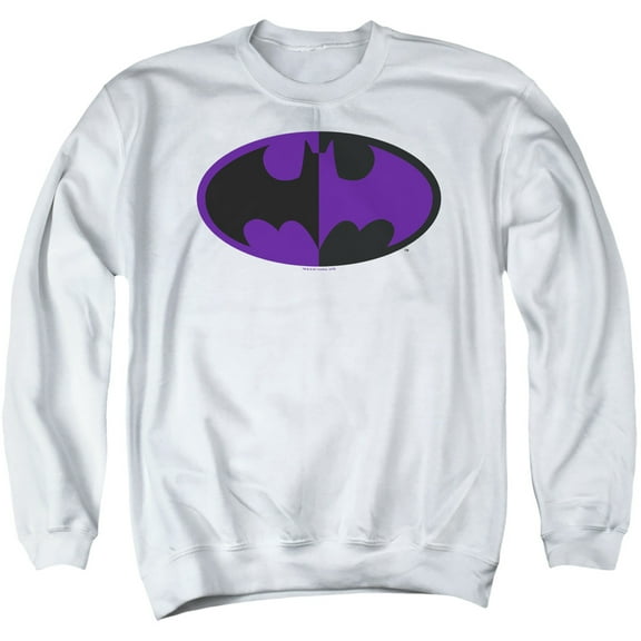 Batman Split Symbol Adult Crewneck Sweatshirt White