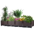thumbnail image 3 of Acekid 5.2X1.3Ft Garden Bed - Plastic Planter Box with Water Reservoir, Compatible with Trellis, Brown, 3 of 7
