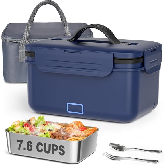 Cordless Electric Lunch Box for Adults, 1.8L Rechargeable Heated Lunch Box Food Warmer, Portable Self Heating Lunchbox for Mens/Office/Car/Travel, Lonchera Eléctrica Portátil Battery Powered