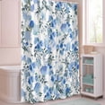 thumbnail image 5 of Shower Curtain Blue Floral Shower Curtains for Bathroom Decor, Waterproof Polyester Shower Curtain Set with Hooks, Standard Size 72" x 72" Lead Watercolor Flowers, 5 of 9