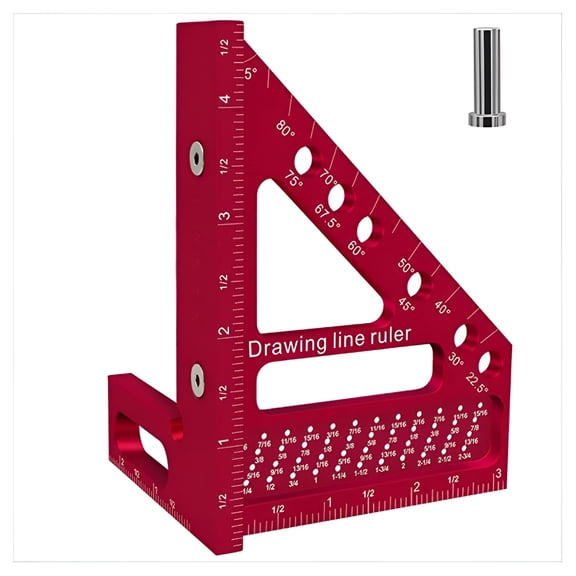 ZEPARO Woodworking Carpenter Square Hole Scribing Ruler Measuring with Angle Pin Construction Precision Tool
