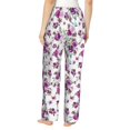 thumbnail image 3 of Picia Violets Flowers Womens Soft Woven Cotton Elastic Waistband Sleep Pajama Pant Lounge Sleep Pant With Pockets And Drawstring-Small, 3 of 9