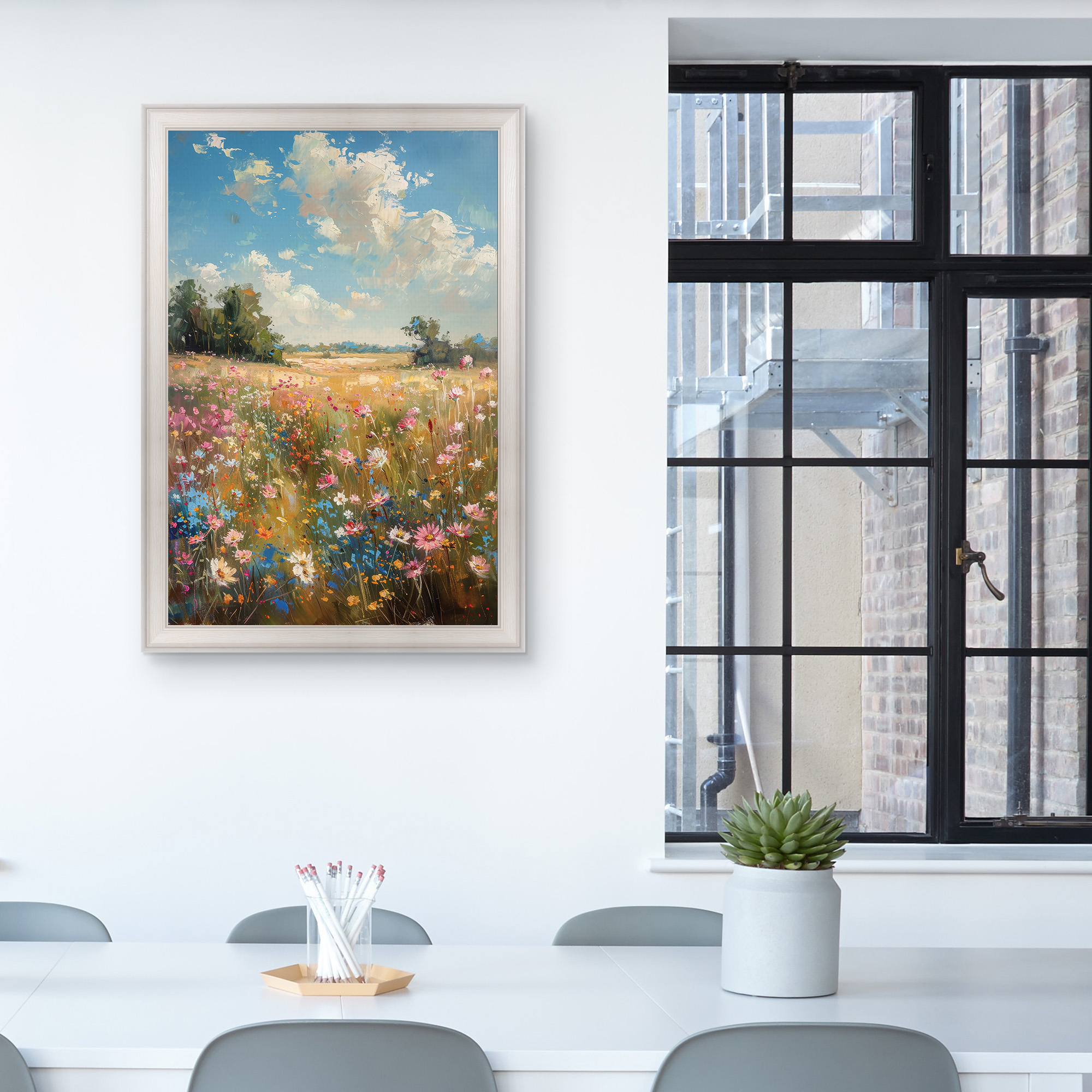 Field of Flowers Framed Canvas