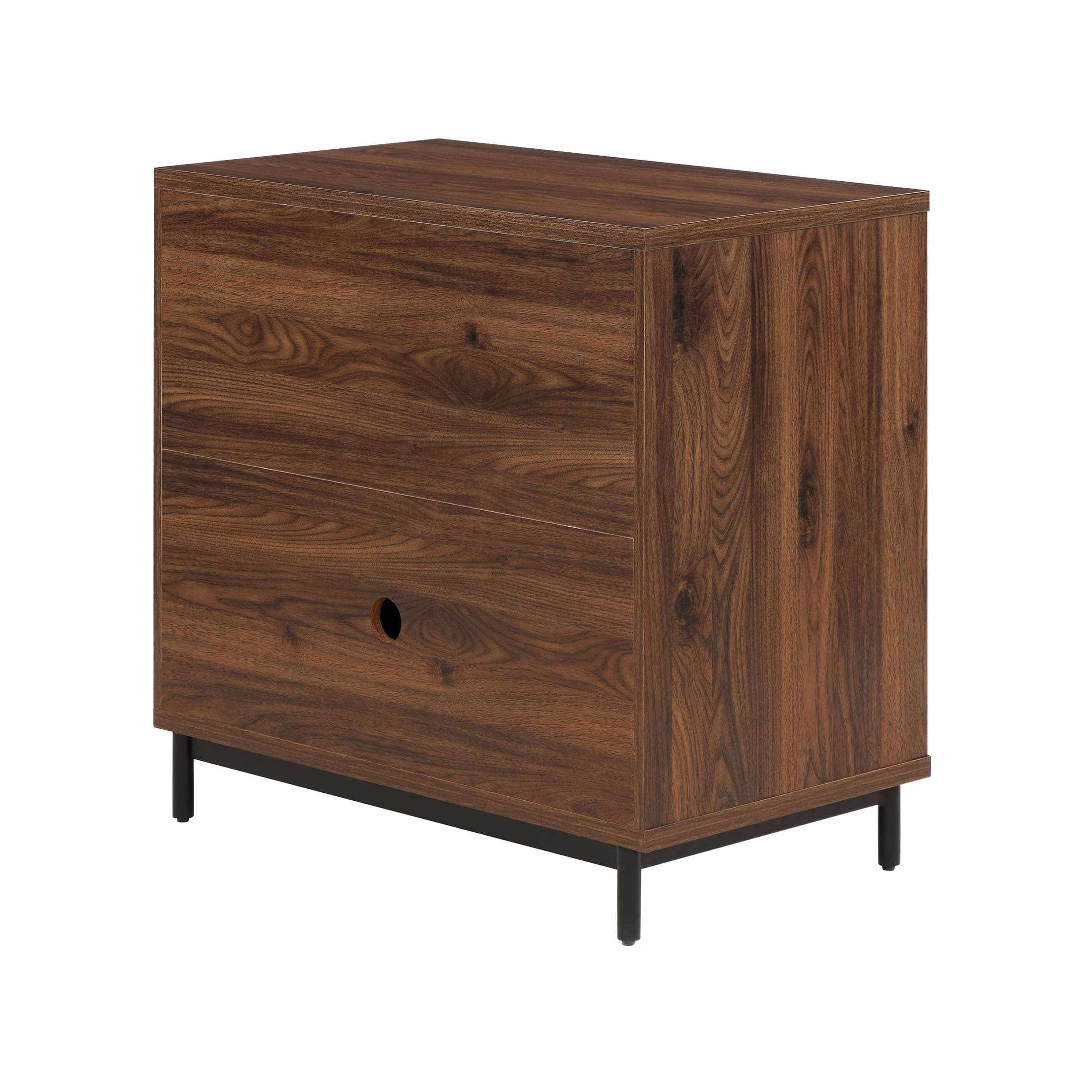 Wyatt Geo 2-Drawer Nightstand with USB, Walnut Finish