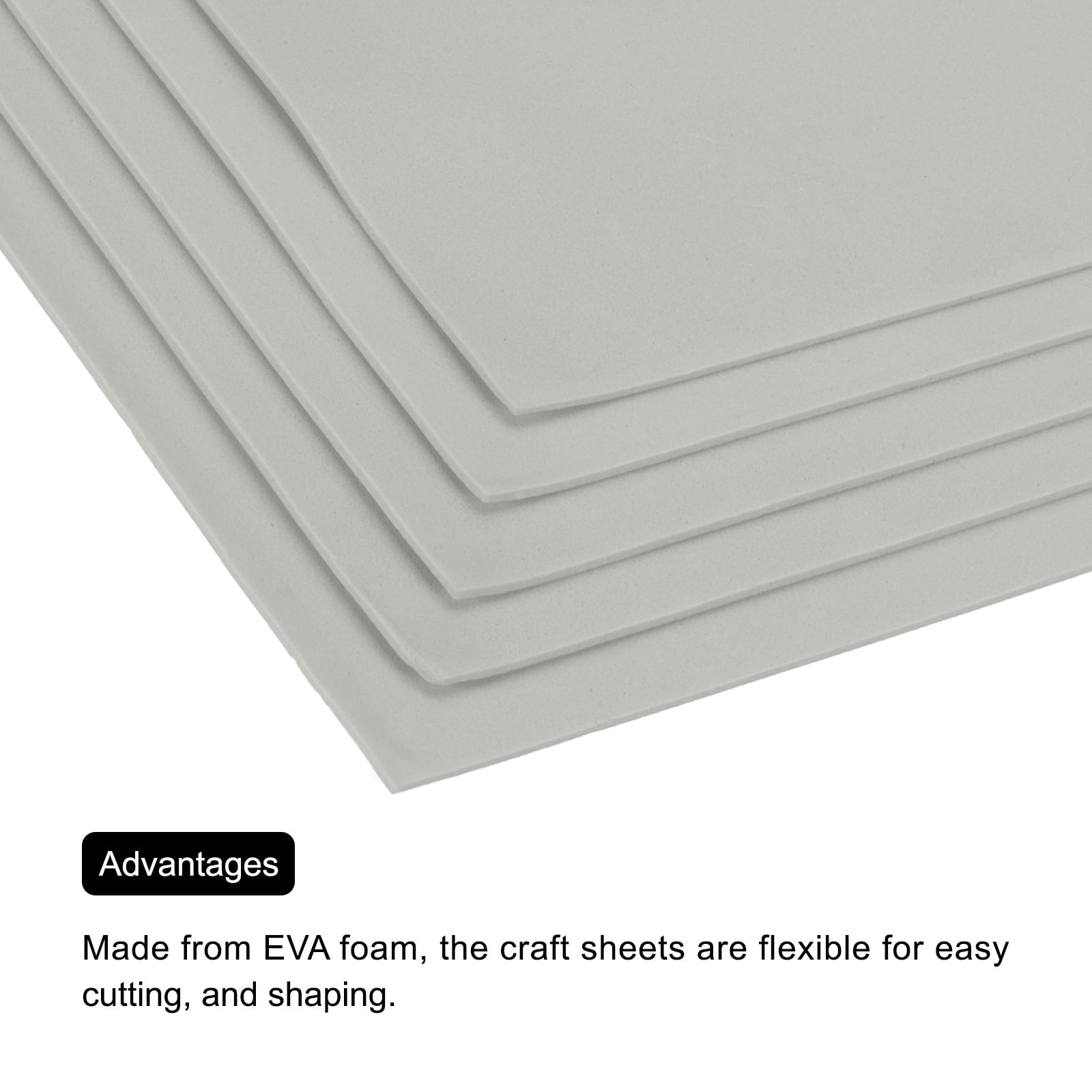Uxcell EVA Foam Sheets Grey 19.7 Inch x 19.7 Inch 2mm Thick Crafts Foam Sheets for Costumes, Arts and Crafts Projects Pack of 5