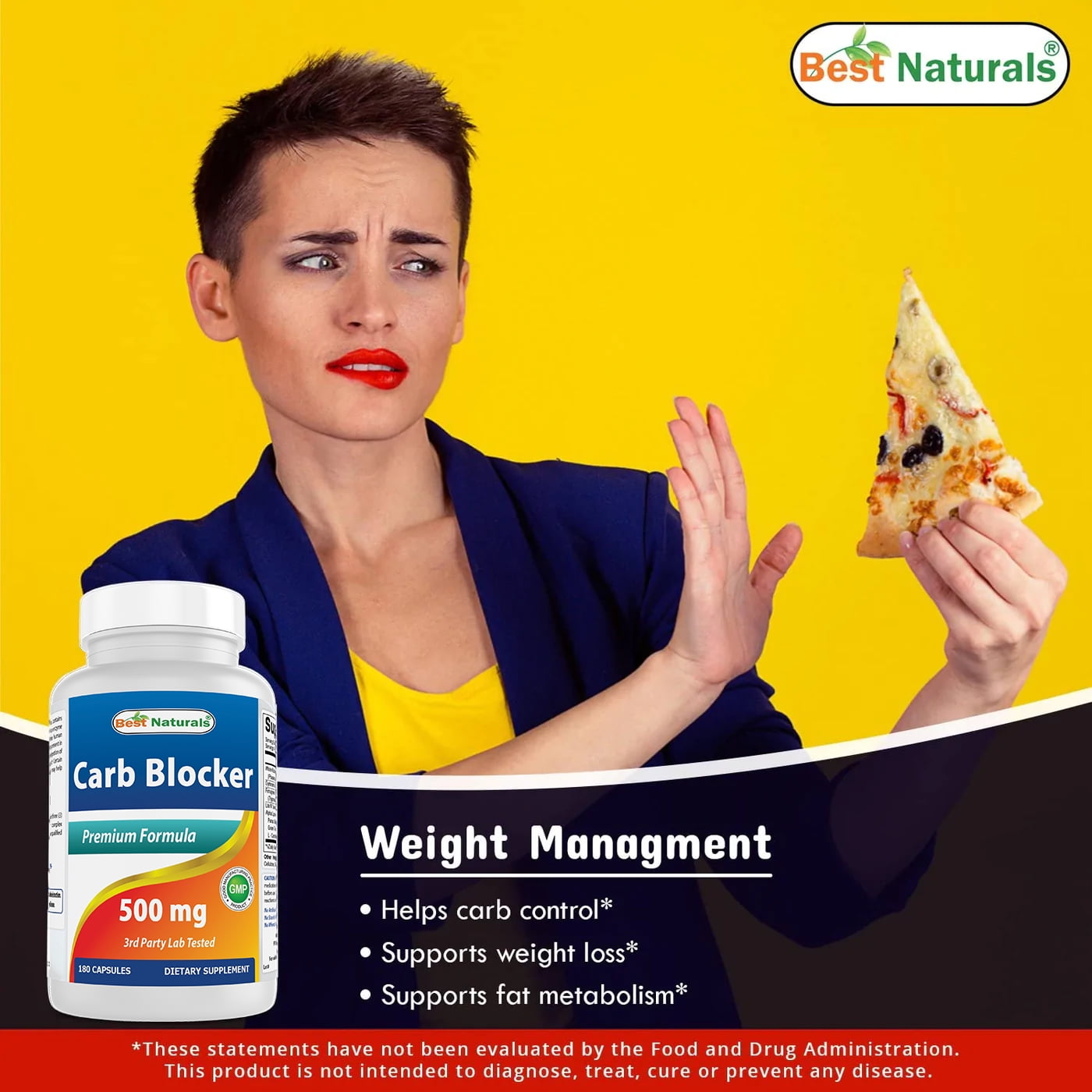 2 Pack Best Naturals Carb Blocker 500 mg 180 Capsules | Weight Loss Pills
