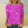 thumbnail image 1 of Mefallenssiah Blouses pour Femmes Décontractées Mode Féminine T-Shirt Imprimé Manches 3/4 Blouse Col Rond Hauts Décontractés, 1 of 5