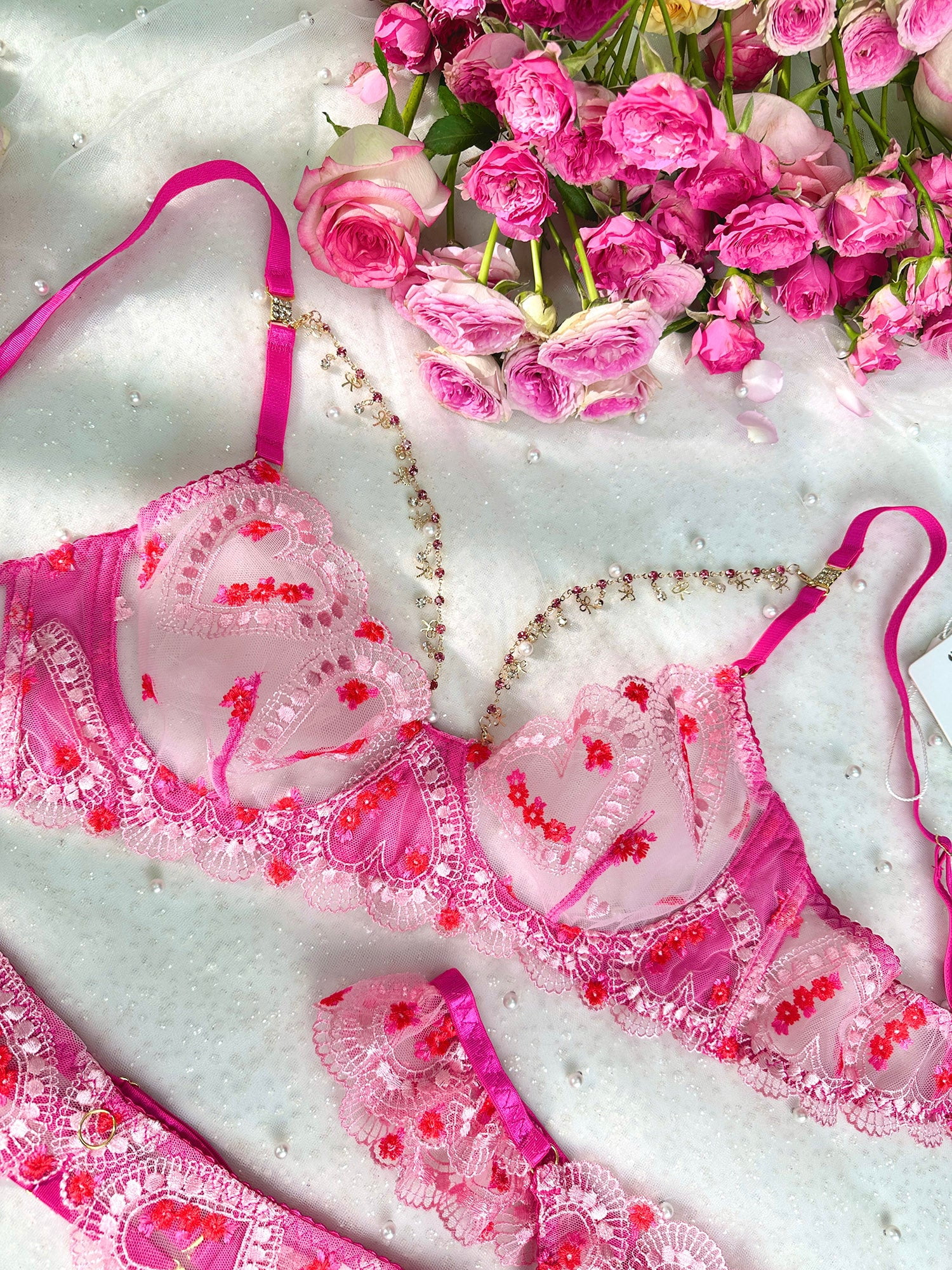 Gabrielle Love Chain Lingerie Set (PINK, S)