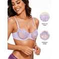 thumbnail image 5 of Wingslove Women's Sexy Lace Sheer Bra Demi Mesh Balconette See Through Unlined Underwire with Silicone Nipple, Light Purple 34B, 5 of 7
