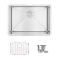 thumbnail image 1 of Stylish Undermount 25" Stainless Steel Single Bowl Kitchen Sink with Grid & Strainer S-312XG, 1 of 11