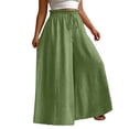 thumbnail image 2 of ABSUYY Womens Plus Size Elastic Waist High Waisted Wide Leg Pants - Loose Fit Flowy Drawstring Palazzo Trousers Green,Size 3XL, 2 of 6