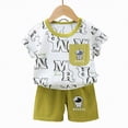 thumbnail image 5 of TOWED22 Toddler Kids Baby Boy Outfits 2 Pieces Dinosaur Print Crewneck Short Sleeve Shirt Elastic Waist Rolled Shorts Clothes(Green,3-4 Y), 5 of 6