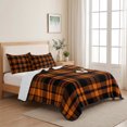 thumbnail image 4 of Quilts Full Size, Burnt Orange Plaid Soft Comforter Bedding Set for Bed, Farmhouse Retro Black Checkered Lightweight Quilted Bedspread with Pillow Cover(2 Pieces) for All Season, 78x90 Inch, 4 of 4