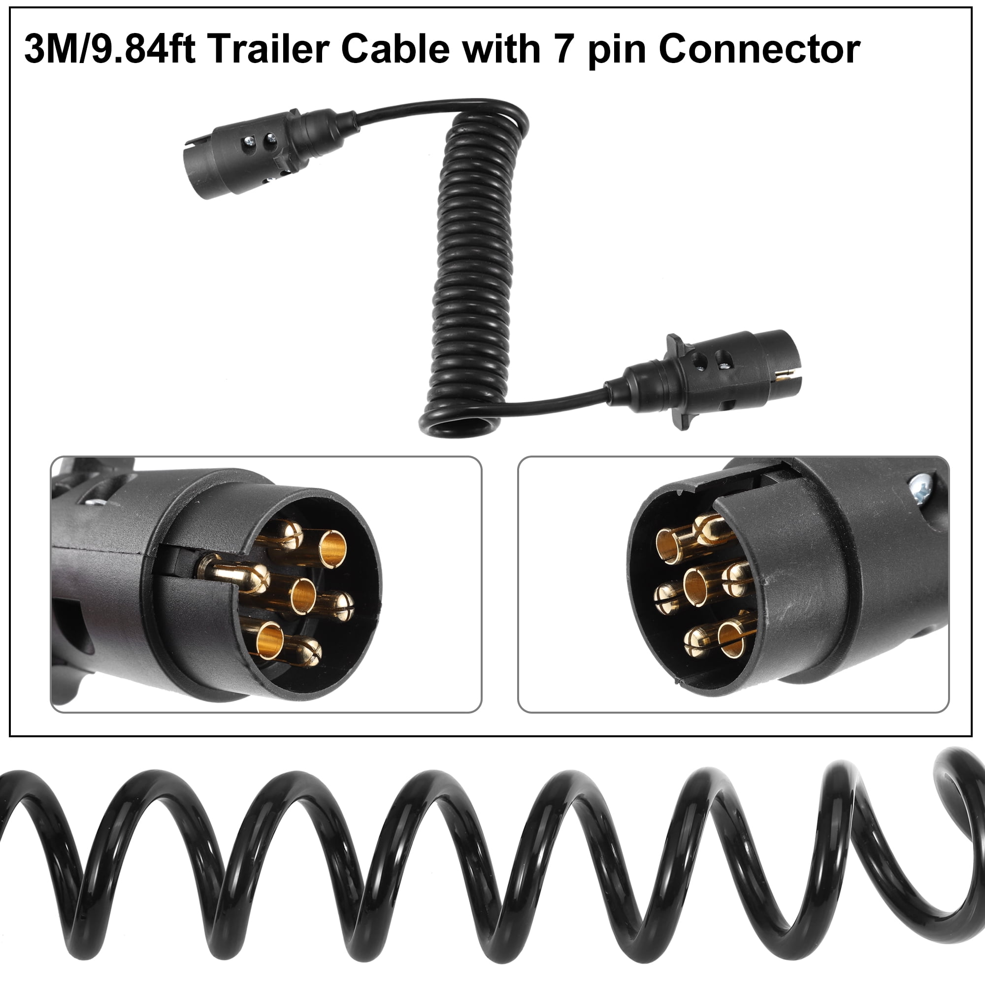 Unique Bargains 9.84ft 7Pin Trailer Board Extension Cable with Plug Socket Connector