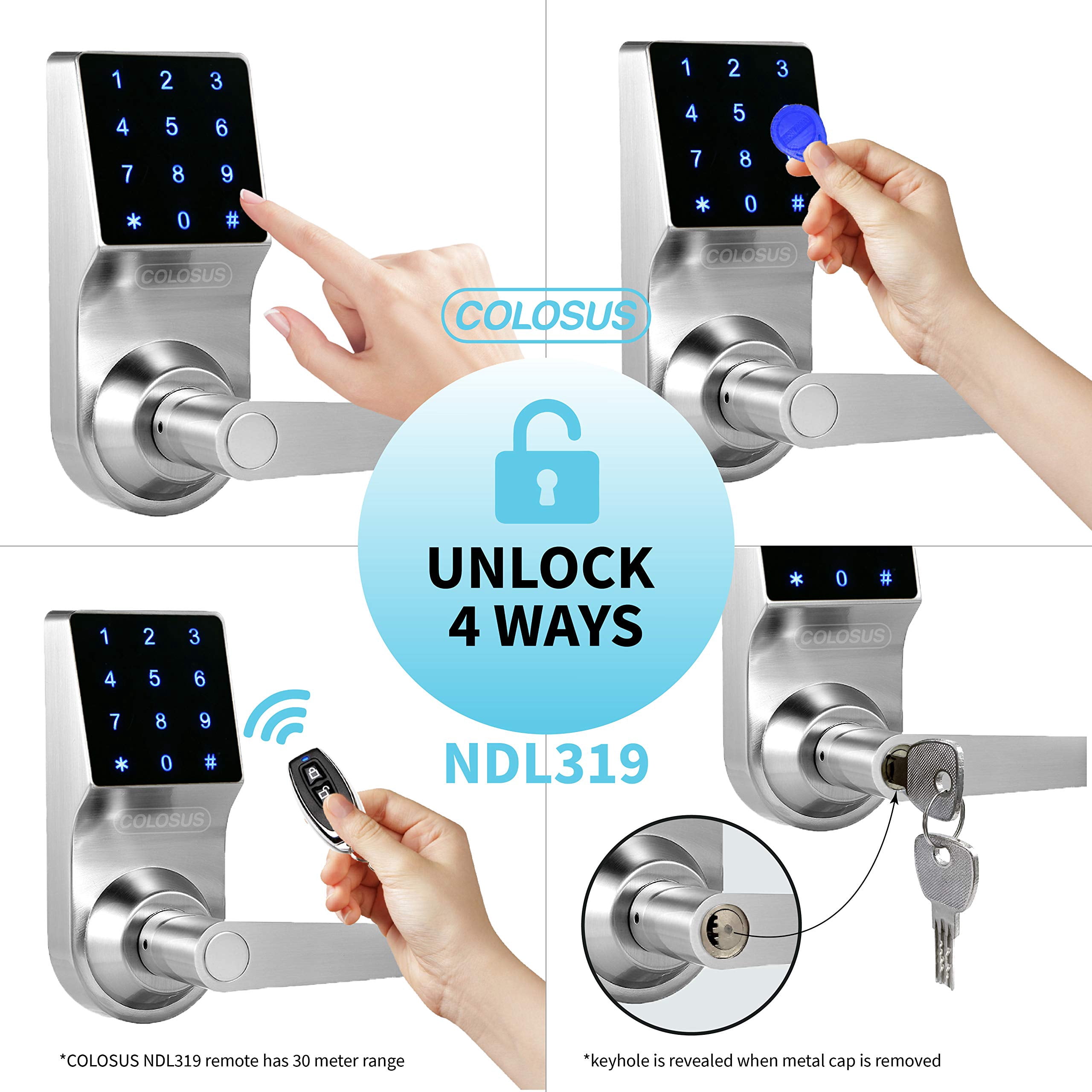 MSR X6 Keyless Entry Smart Door Lock With Handle - 8-in-1 Fingerprint, Keypad, App, Key, Card, Silver 4 thumbnail image