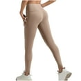 thumbnail image 6 of pstuiky Workout Leggings for Women, Solid Color Athletic Long Elastic Seamless Hip Lifting High Waisted Pants Simple Gym Pants Women Khaki XXXL, 6 of 7