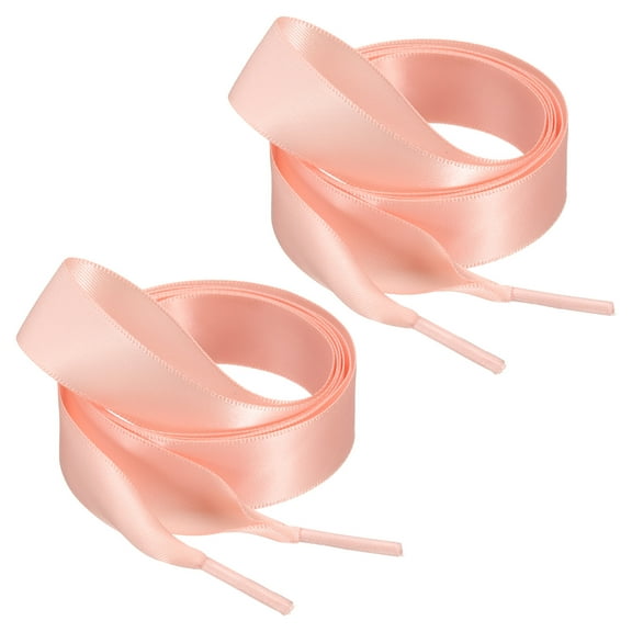 35" Satin Ribbon Shoelaces, 3/4" Wide Silk Flat Shoe Laces Shoestring Silky Sneakers Shoelaces for Girls Women Shoe Decoration, Pink