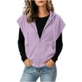 thumbnail image 5 of NSLGXD Zip Up Hooded Vest Sweatshirt Women Adjustable Drawstring Hood Cap Sleeve Outerwear Jackets Daily Running Soft Layering Casual Tops S-3XL, 5 of 8