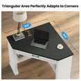 thumbnail image 4 of SEDETA Corner Desk for Small Space, 31.5 Inch Triangle Computer Desk with Drawer & Open Shelves for Home Office, Bedroom, Living Room, Small Farmhouse Corner Desk with Storage, White, 4 of 8