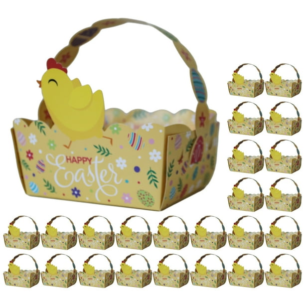 KAKOWELY 50 cajas de regalo de Pascua, cestas de papel de mano, cajas de dulces, cajas de galletas, cajas pequeñas de hojas de té