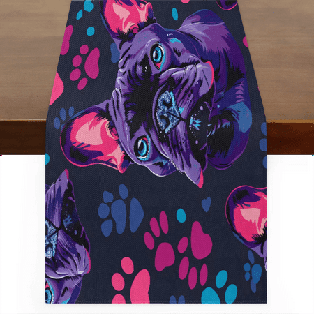 

Qzaxky Table Runner Boho Table Runner Cute Dog Paw Bohemian Boho Outdoor Table Runner Decoration for Indoor Outdoor Home Dinner Party Wedding Decor 13 x 120 Inch