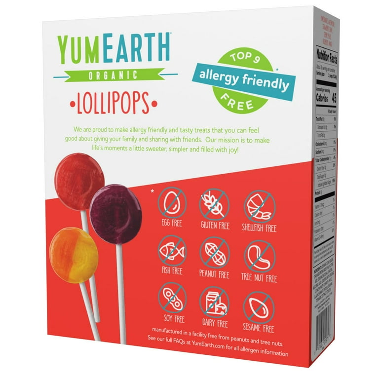 YumEarth Organic Pops, 60 Fruit Flavored Favorites, Allergy